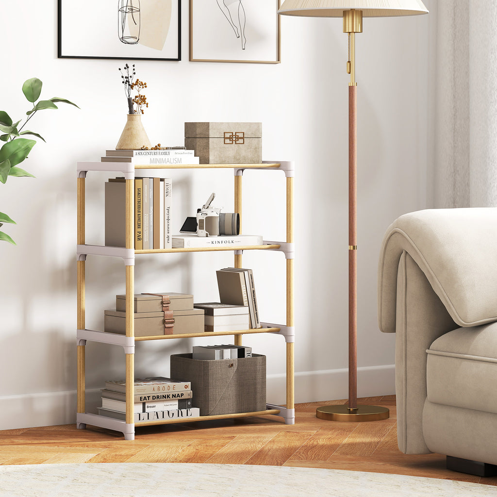 4-Tier Solid Wood Shoe Rack, Gray