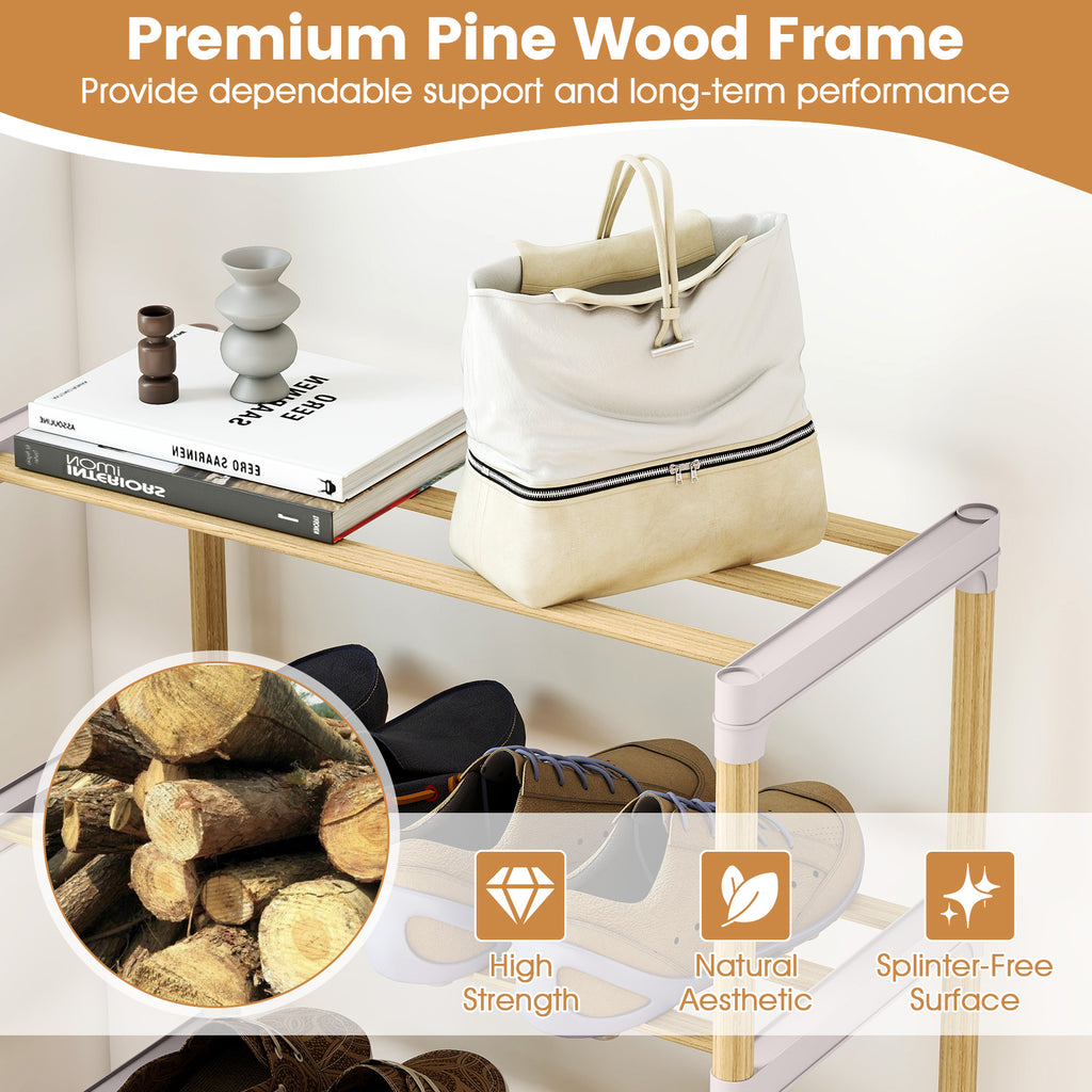 4-Tier Solid Wood Shoe Rack, Gray