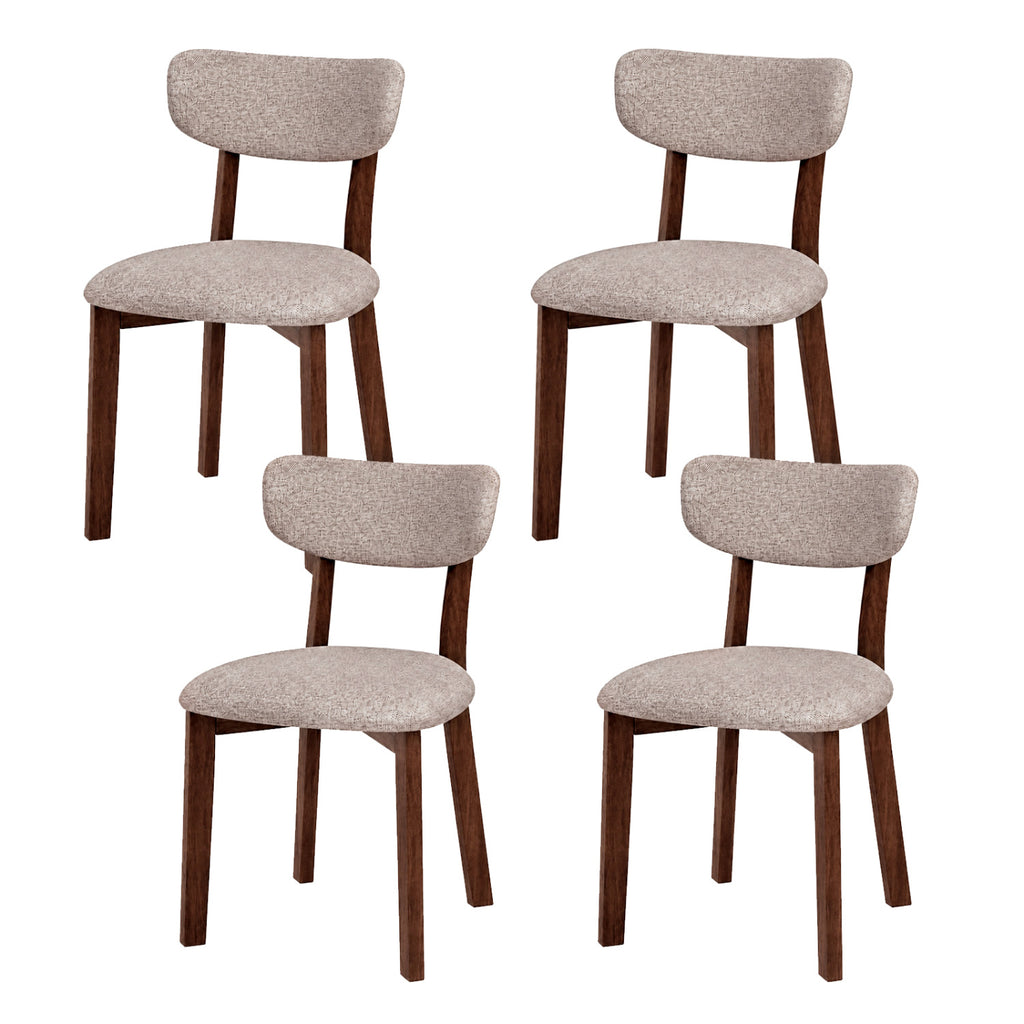 Upholstered Dining Chairs Set of 4 with Curved Backrest - Brown