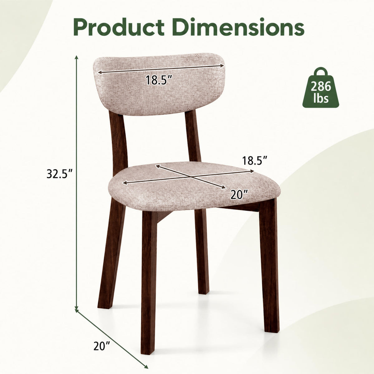 Upholstered Dining Chairs Set of 4 with Curved Backrest - Brown