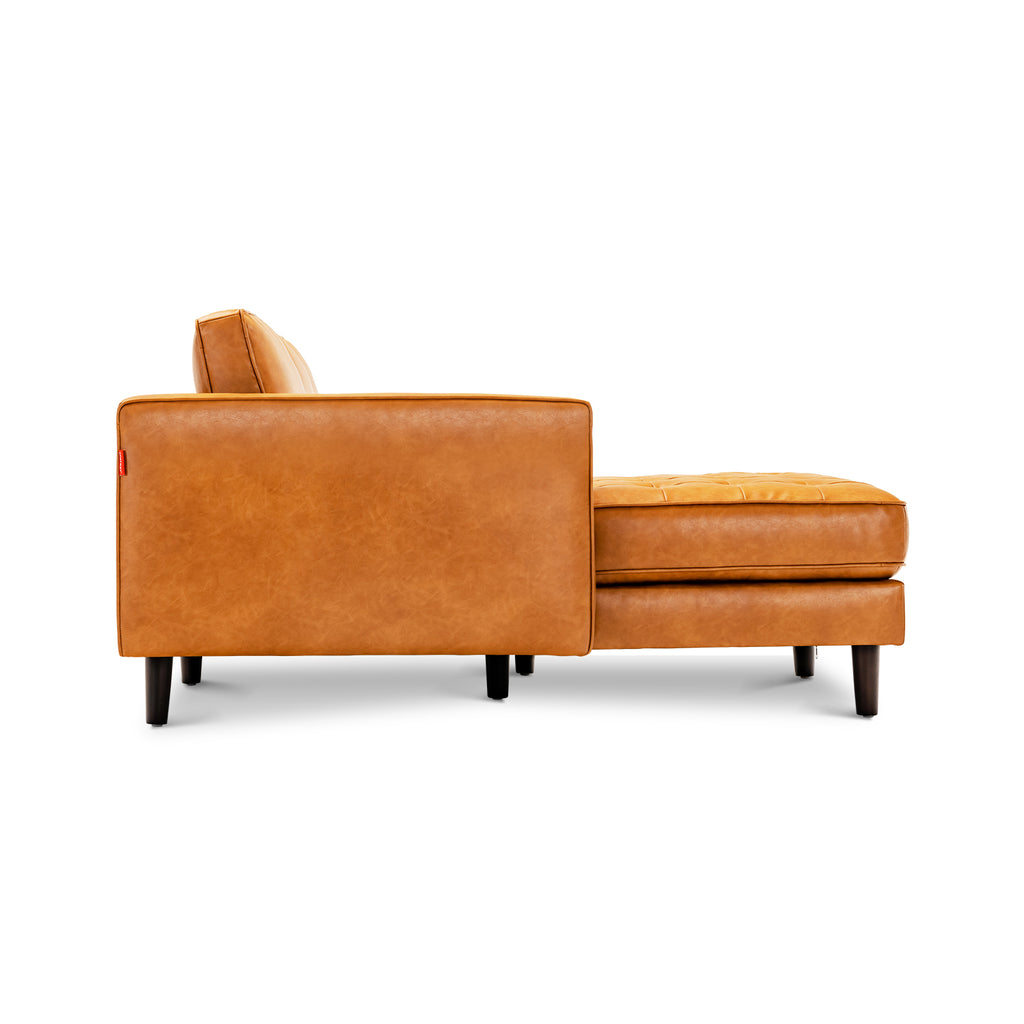 3-Seat L-Shaped Sectional Sofa with Air Leather - Orange