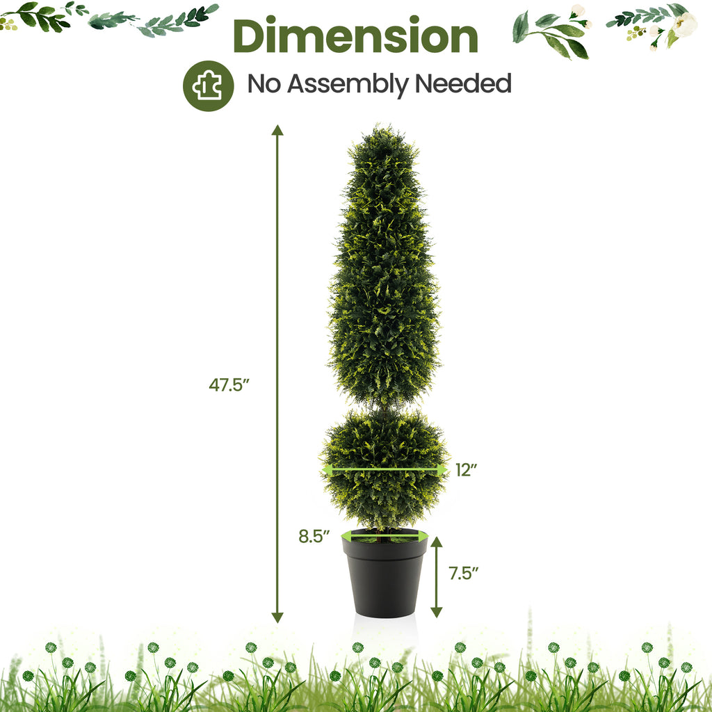 Artificial Boxwood Topiary Tree with Vines - 4 Feet Outdoor Decor - Green Variation