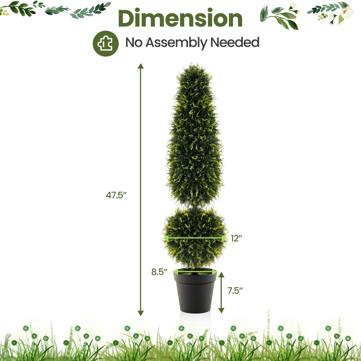 Artificial Boxwood Topiary Tree with Vines - 4 Feet Outdoor Decor - Green Variation