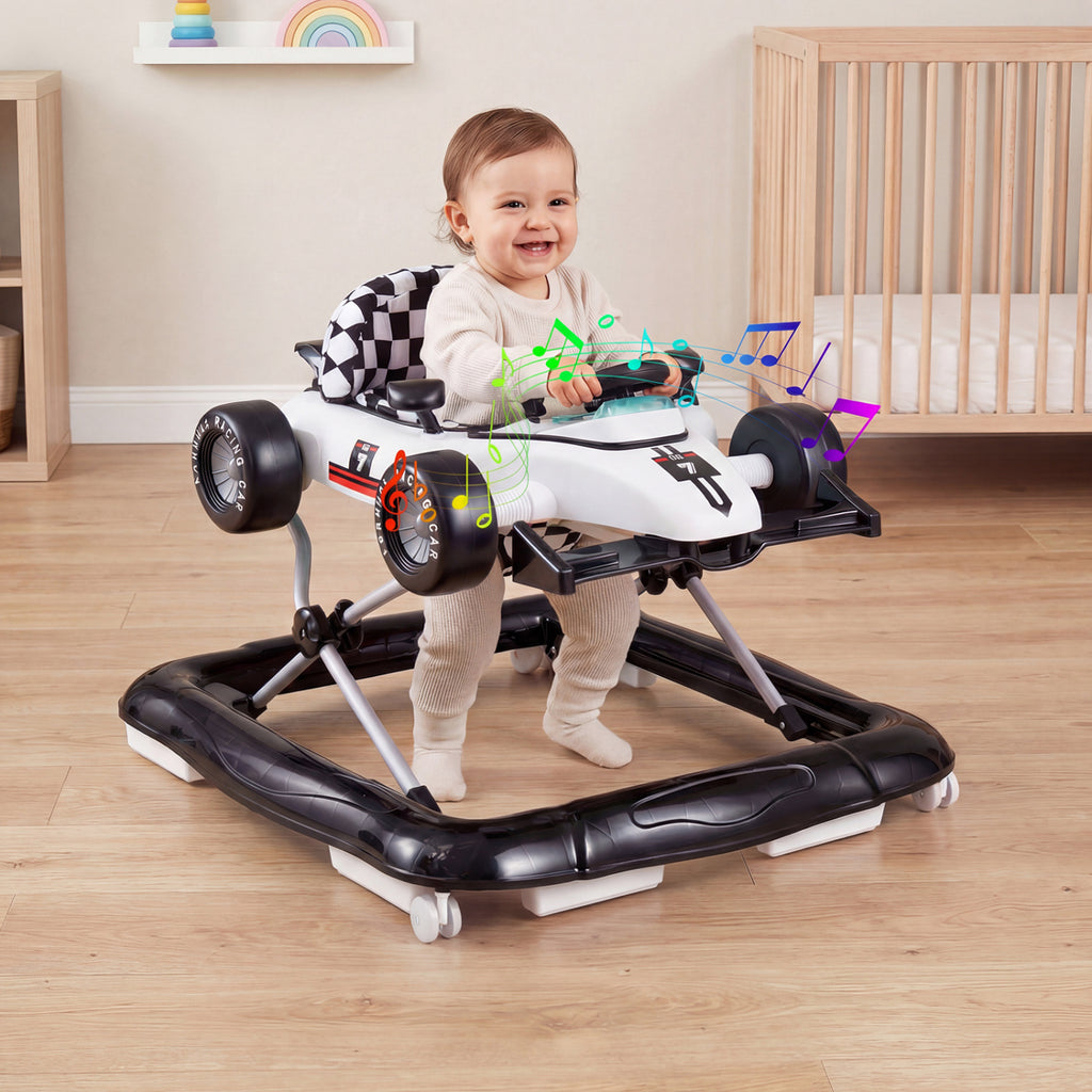 4-in-1 Baby Push Walker Activity Center - Height Adjustable, Music Box, White - Costway