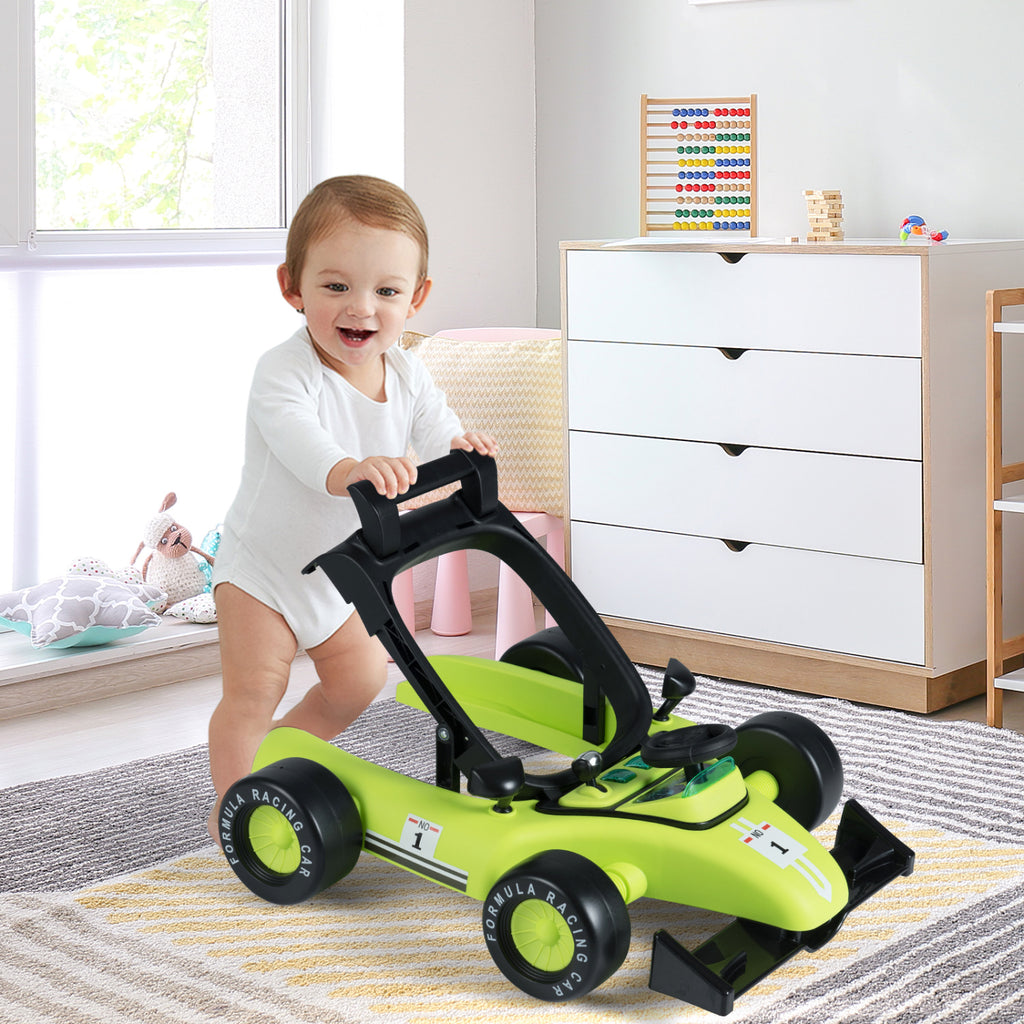 4-in-1 Baby Push Walker with Adjustable Height & Foldable Design - Green