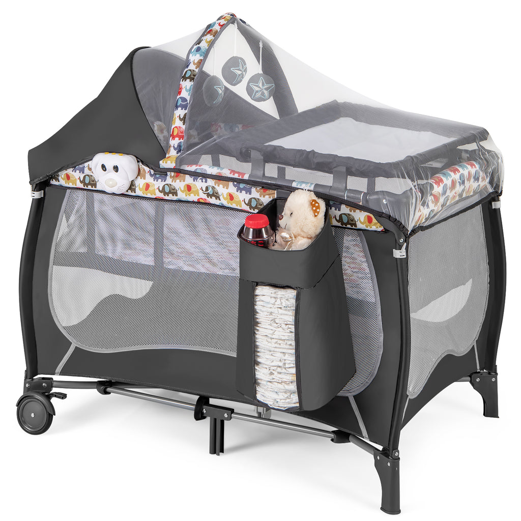 Multicolor 4-in-1 Baby Nursery Center with Music Box & Net - Portable