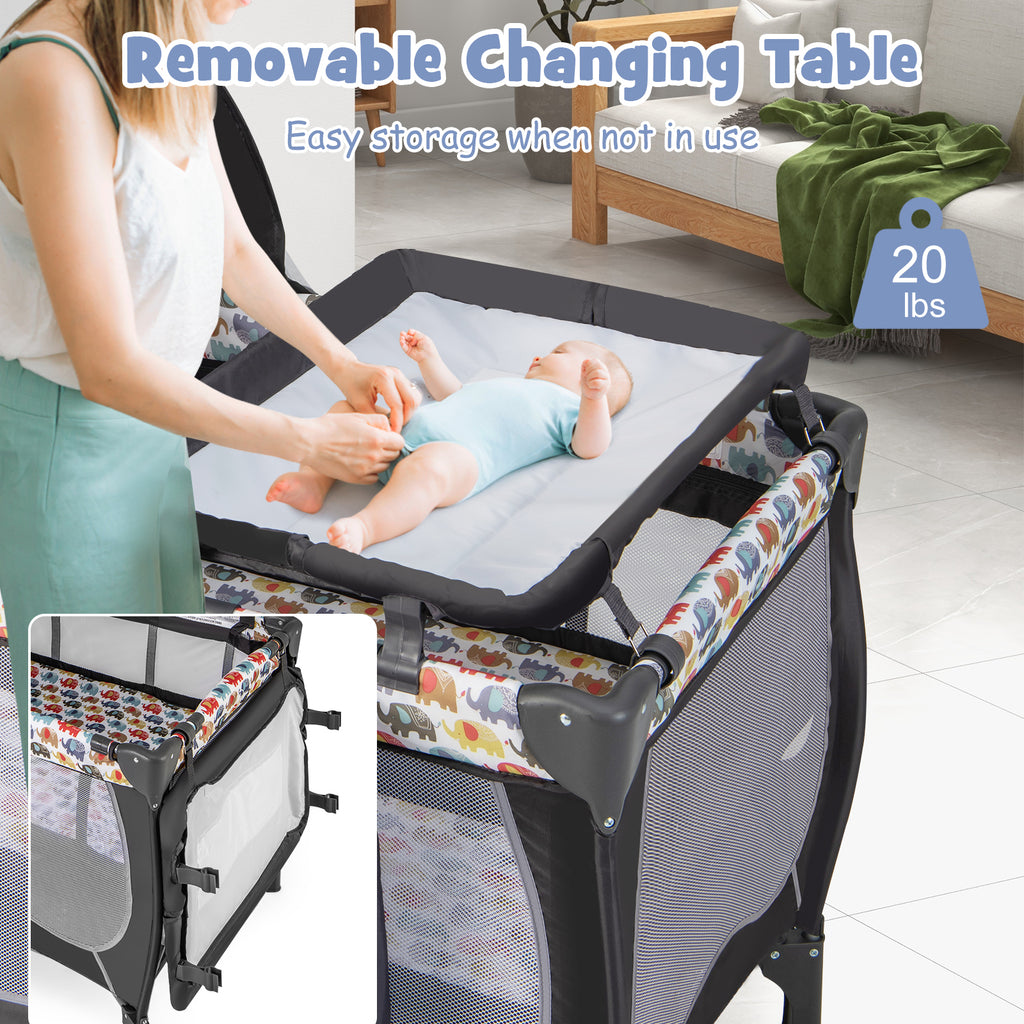 Multicolor 4-in-1 Baby Nursery Center with Music Box & Net - Portable