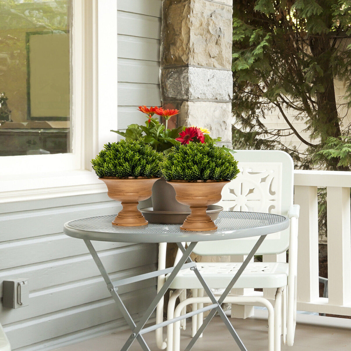 4 Pack Artificial Boxwood Topiary Trees for Indoor & Outdoor Decoration