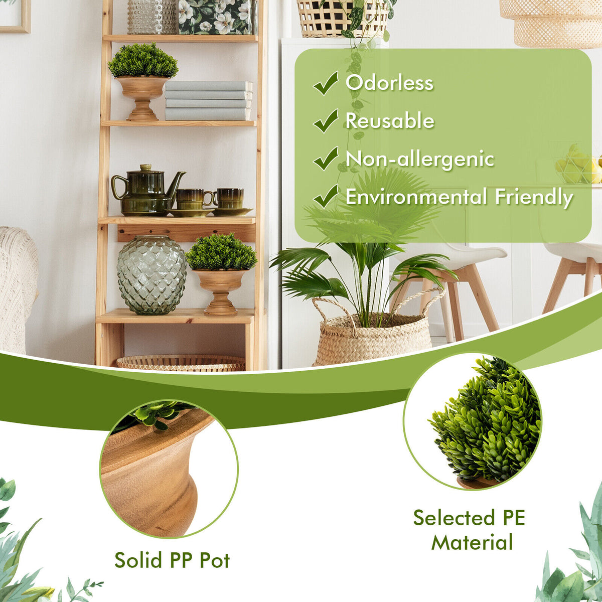 4 Pack Artificial Boxwood Topiary Trees for Indoor & Outdoor Decoration
