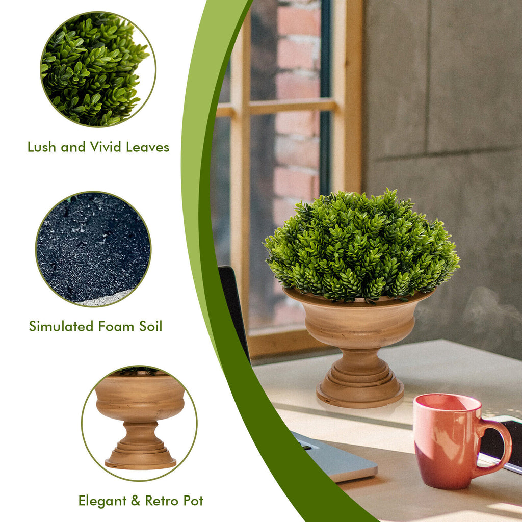4 Pack Artificial Boxwood Topiary Trees for Indoor & Outdoor Decoration