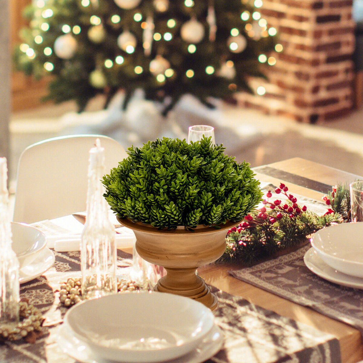 4 Pack Artificial Boxwood Topiary Trees for Indoor & Outdoor Decoration