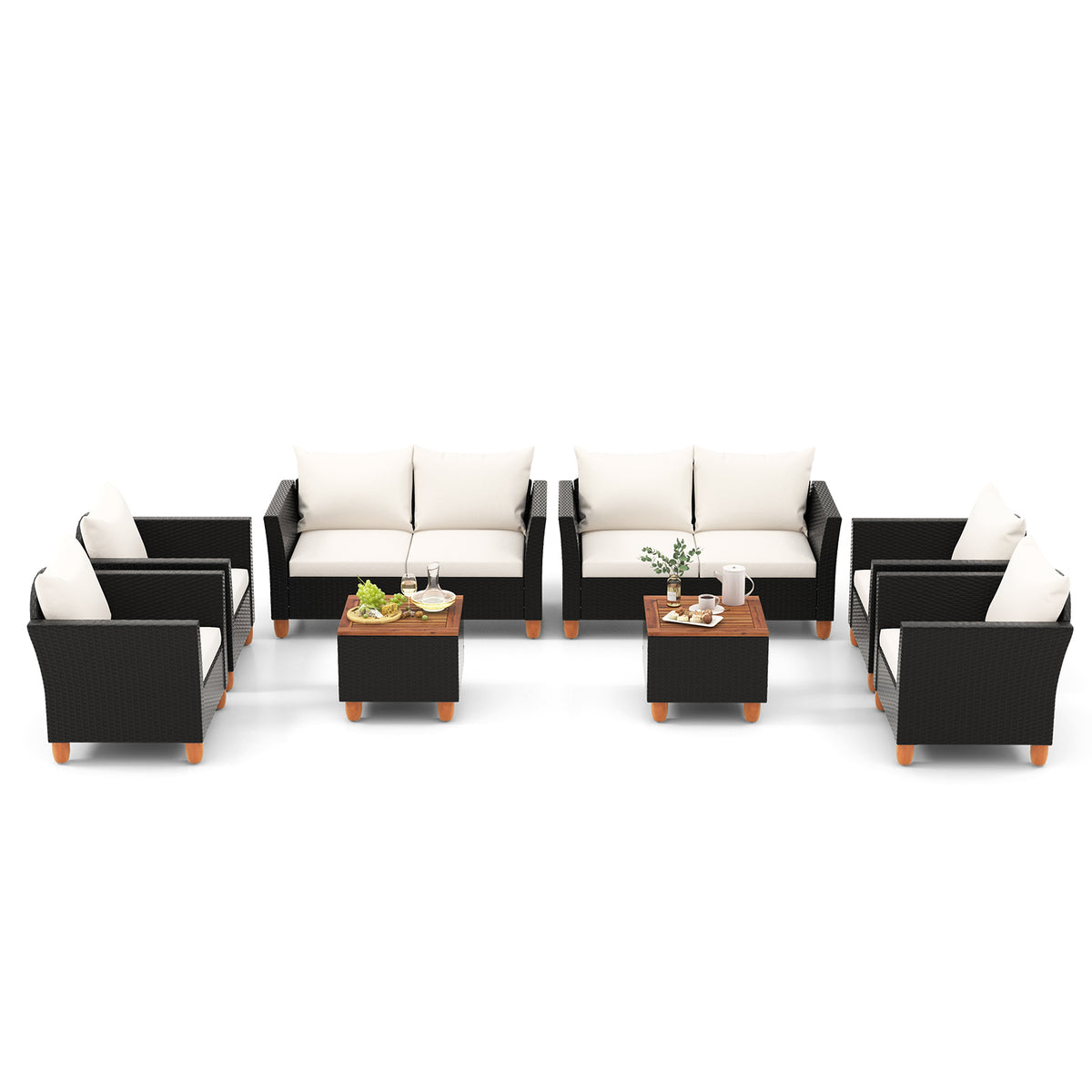 4-Piece Outdoor Conversation Set with Storage Coffee Table, White