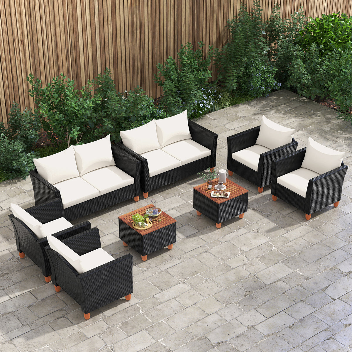 4-Piece Outdoor Conversation Set with Storage Coffee Table, White