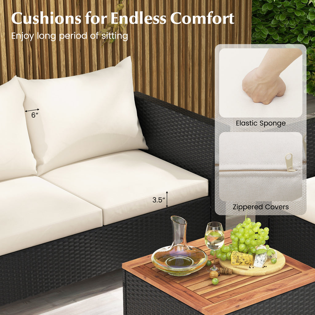 4-Piece Outdoor Conversation Set with Storage Coffee Table, White