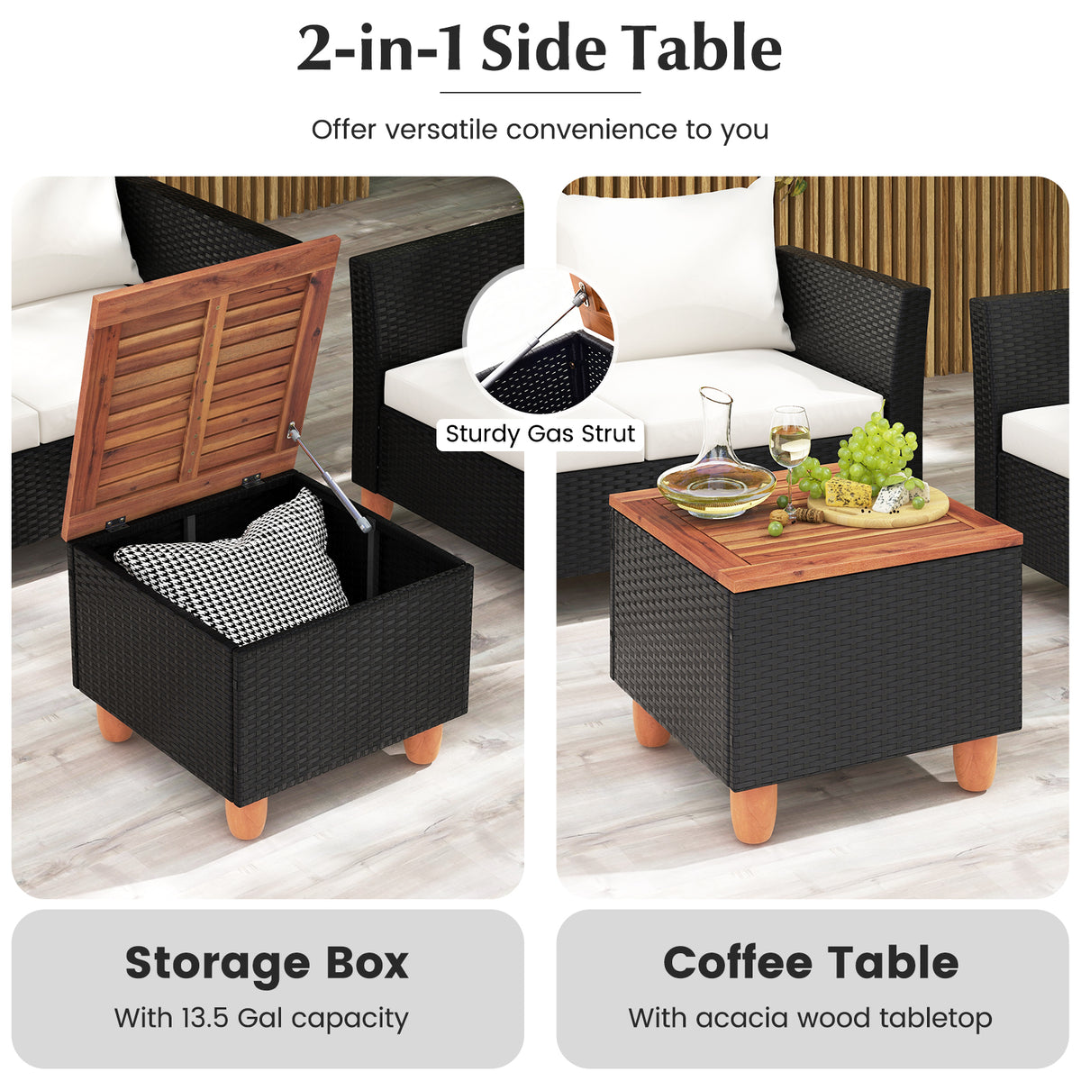 4-Piece Outdoor Conversation Set with Storage Coffee Table, White