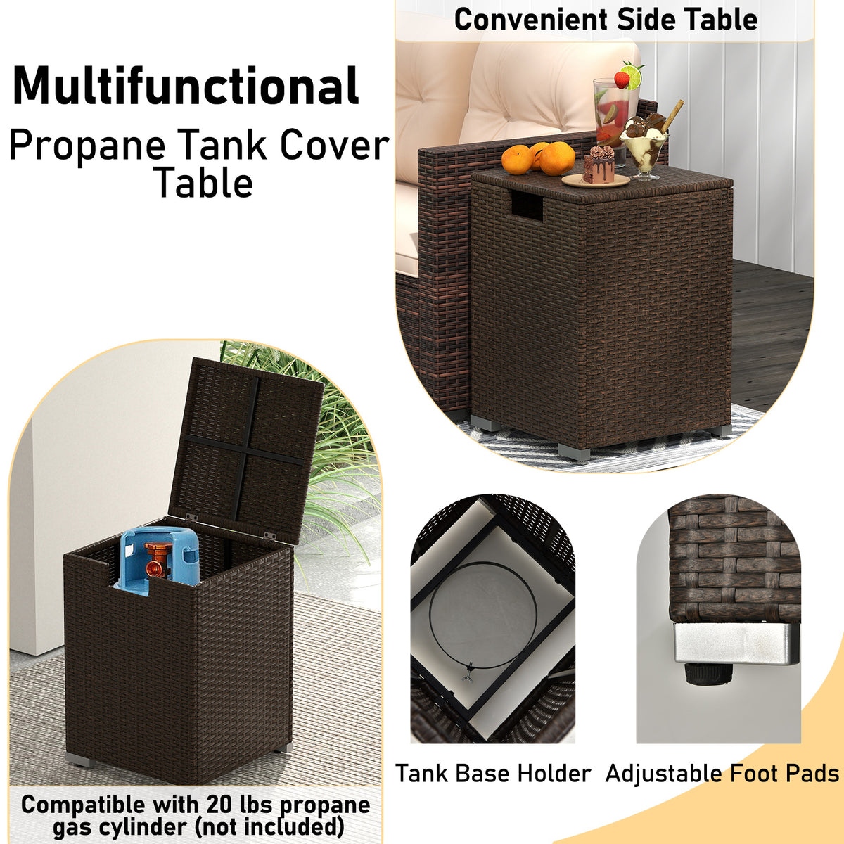 4 Pieces Outdoor Furniture Set with 32 Inch Fire Pit Table and