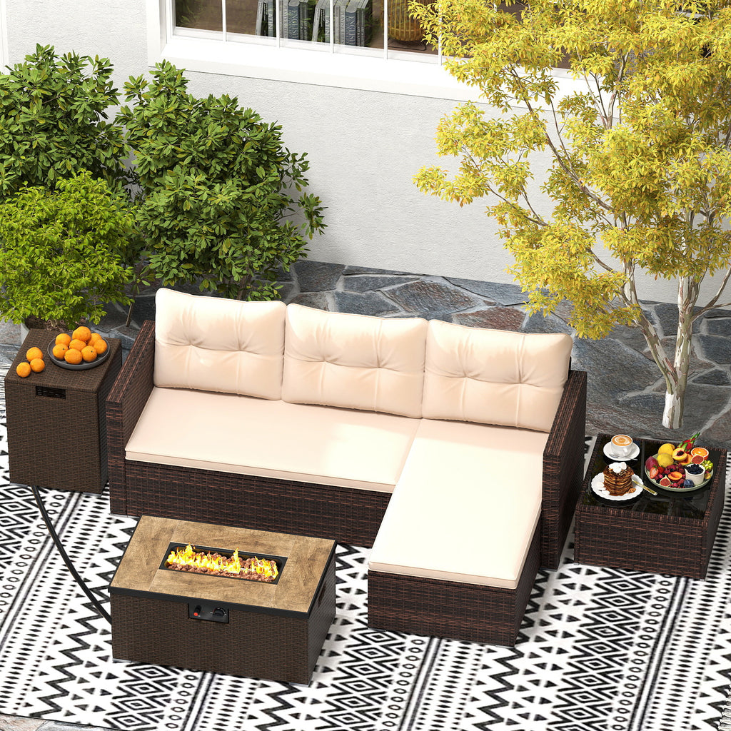 4 Pieces Outdoor Furniture Set with 32 Inch Fire Pit Table and