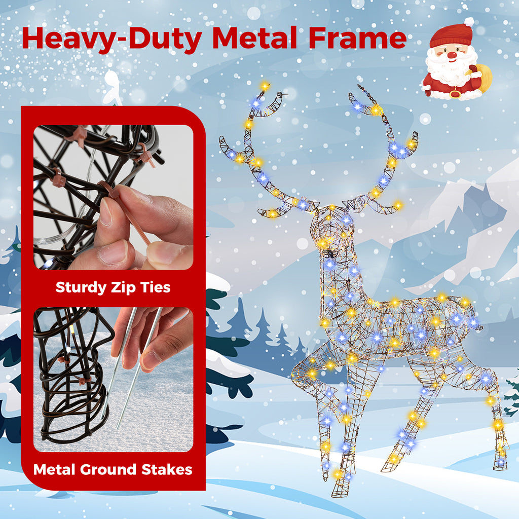 Pre-Lit Christmas Reindeer with 170 LED Lights - 4.6 Ft Indoor & Outdoor Decor - Variation 1-Piece
