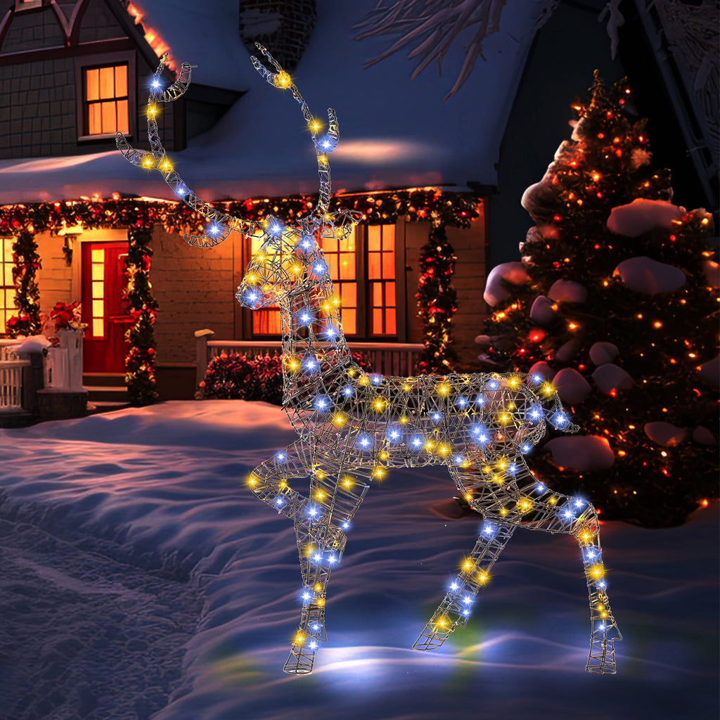 Pre-Lit Christmas Reindeer with 170 LED Lights - 4.6 Ft Indoor & Outdoor Decor - Variation 1-Piece
