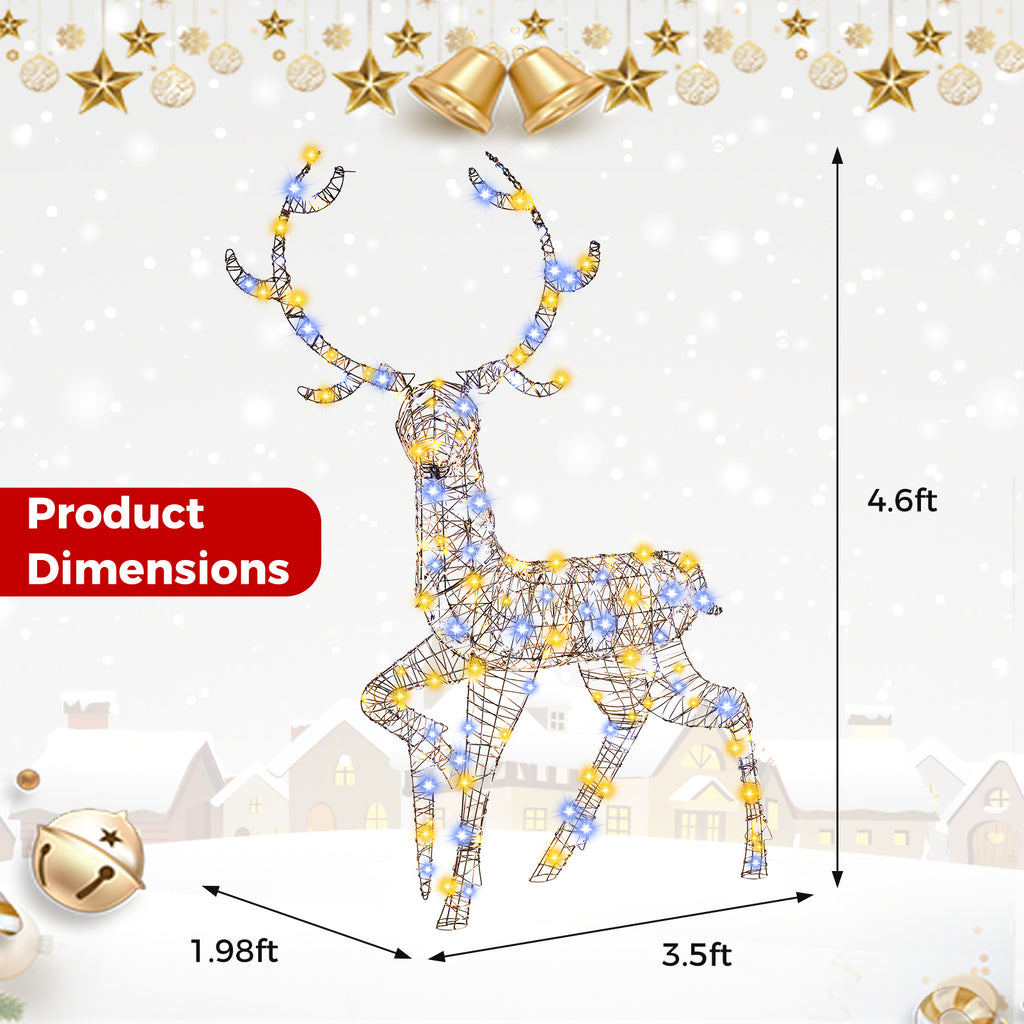 Pre-Lit Christmas Reindeer with 170 LED Lights - 4.6 Ft Indoor & Outdoor Decor - Variation 1-Piece
