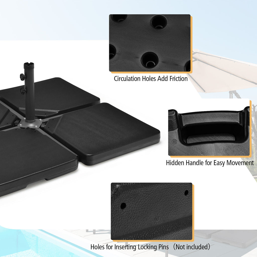 4 Pieces 13L Cantilever Offset Patio Umbrella Base with Easy-Fill