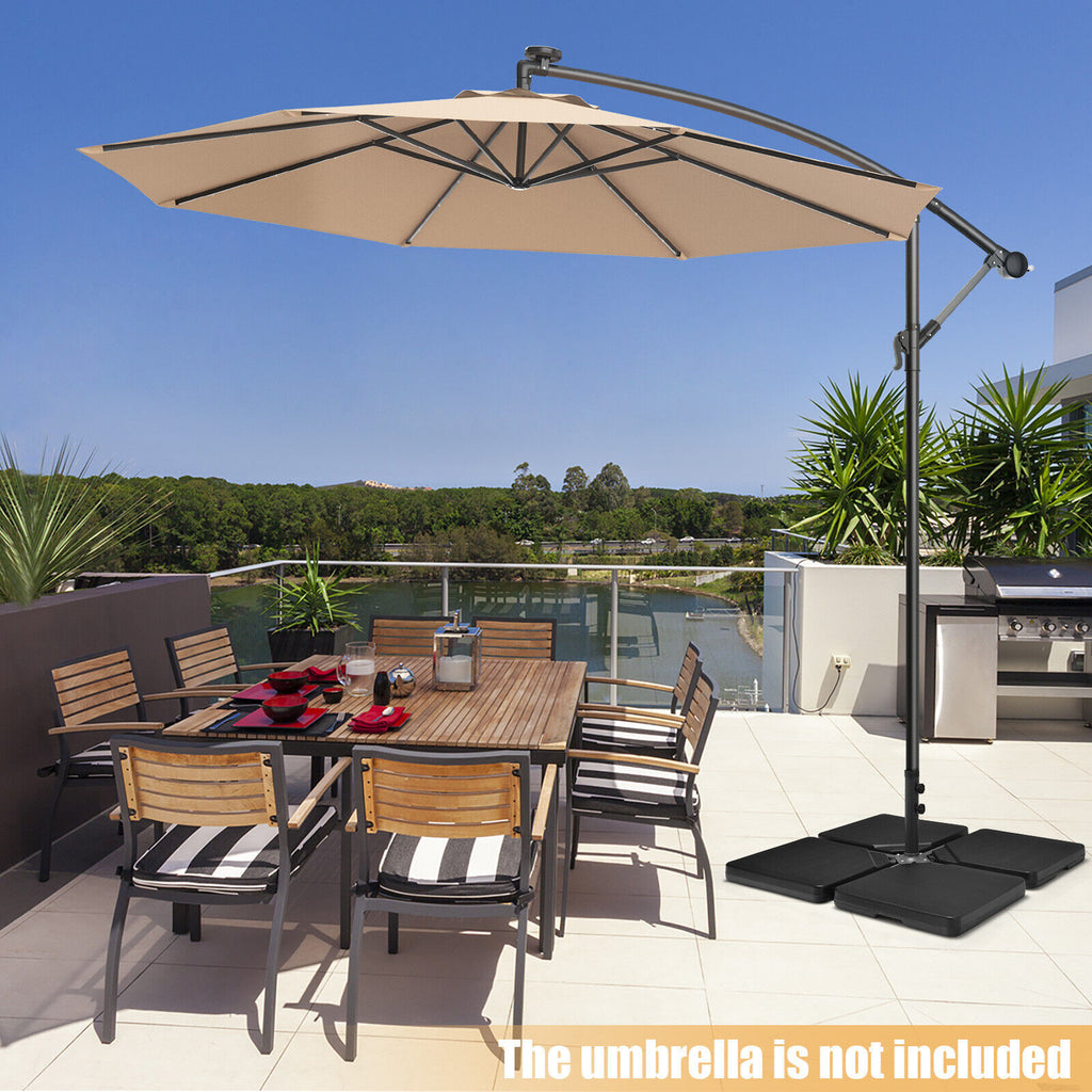 4 Pieces 13L Cantilever Offset Patio Umbrella Base with Easy-Fill