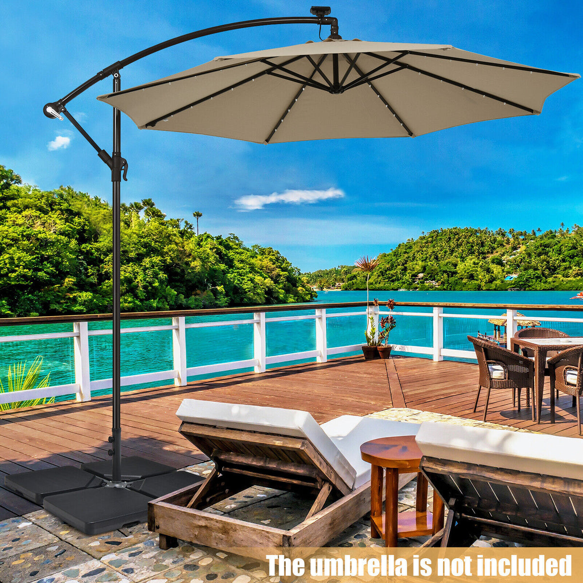 4 Pieces 13L Cantilever Offset Patio Umbrella Base with Easy-Fill