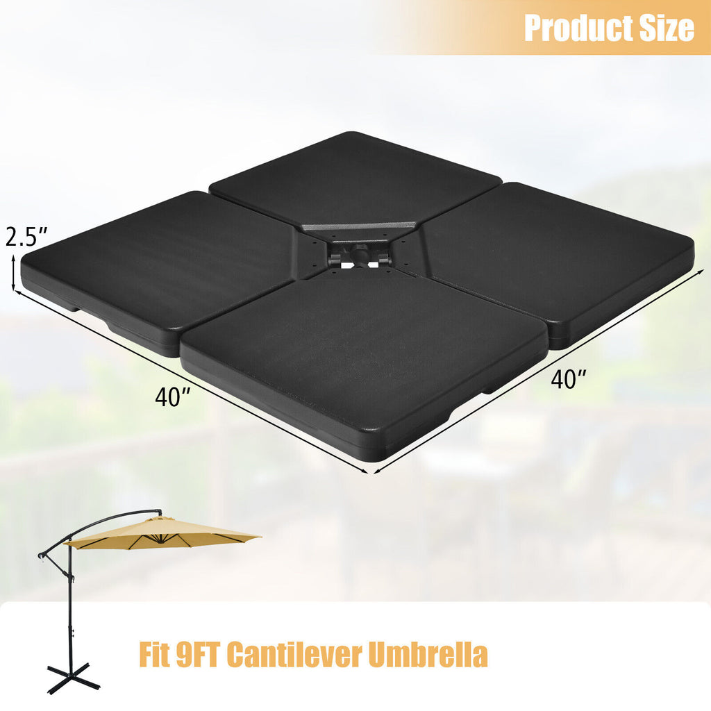 4 Pieces 13L Cantilever Offset Patio Umbrella Base with Easy-Fill