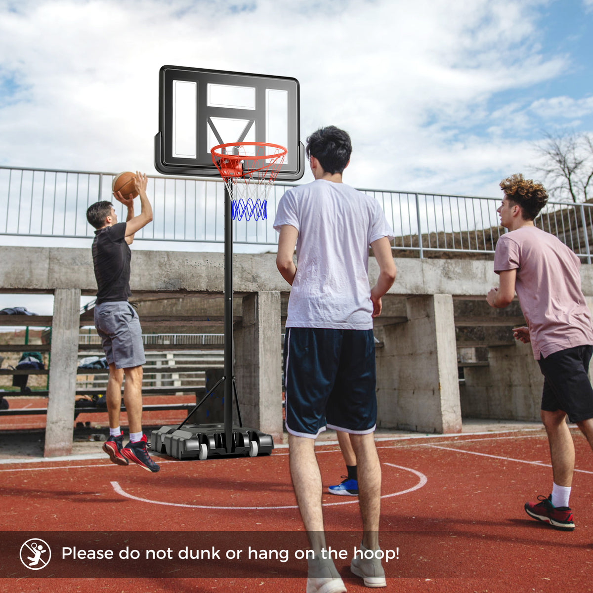 Adult Adjustable Portable Basketball Hoop with Fillable Base - 4.4-10 Feet, Black