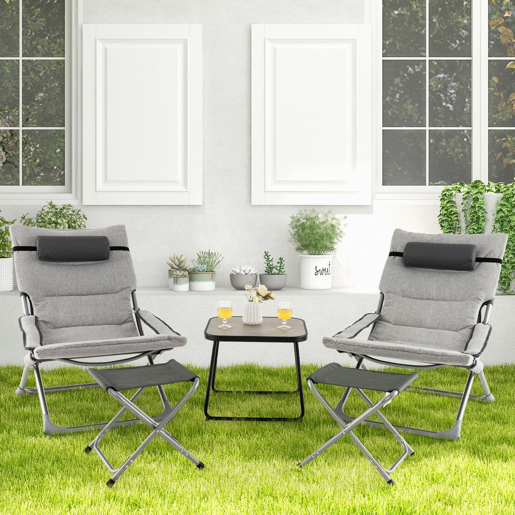 5-Piece Patio Sling Chair Set Folding Lounge Chairs with Footrests