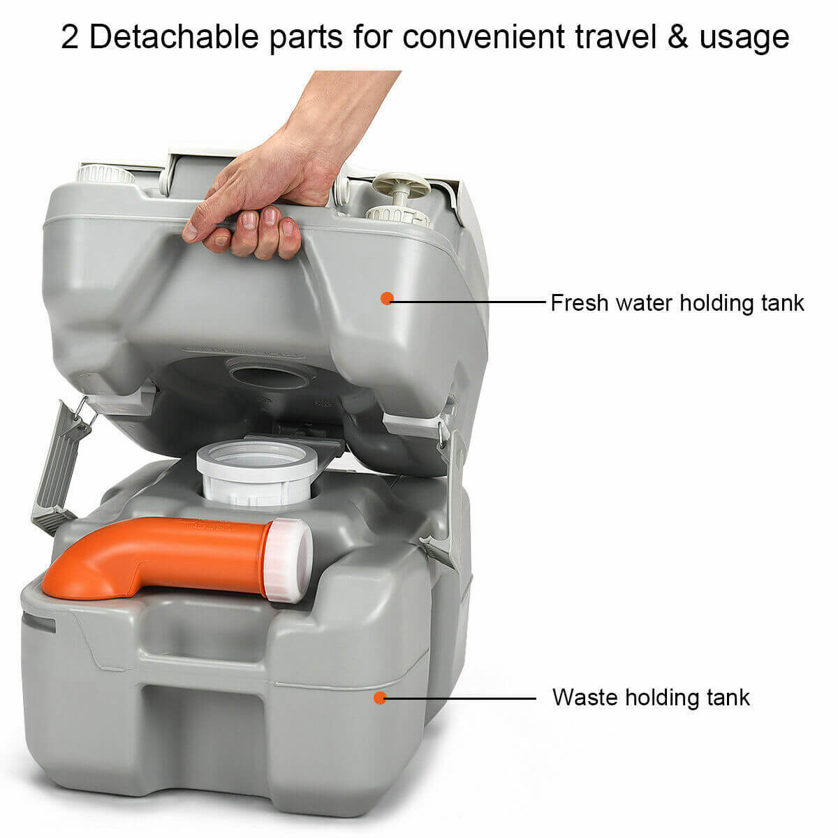5.3 Gallon Portable Travel Toilet with Piston Pump Flush