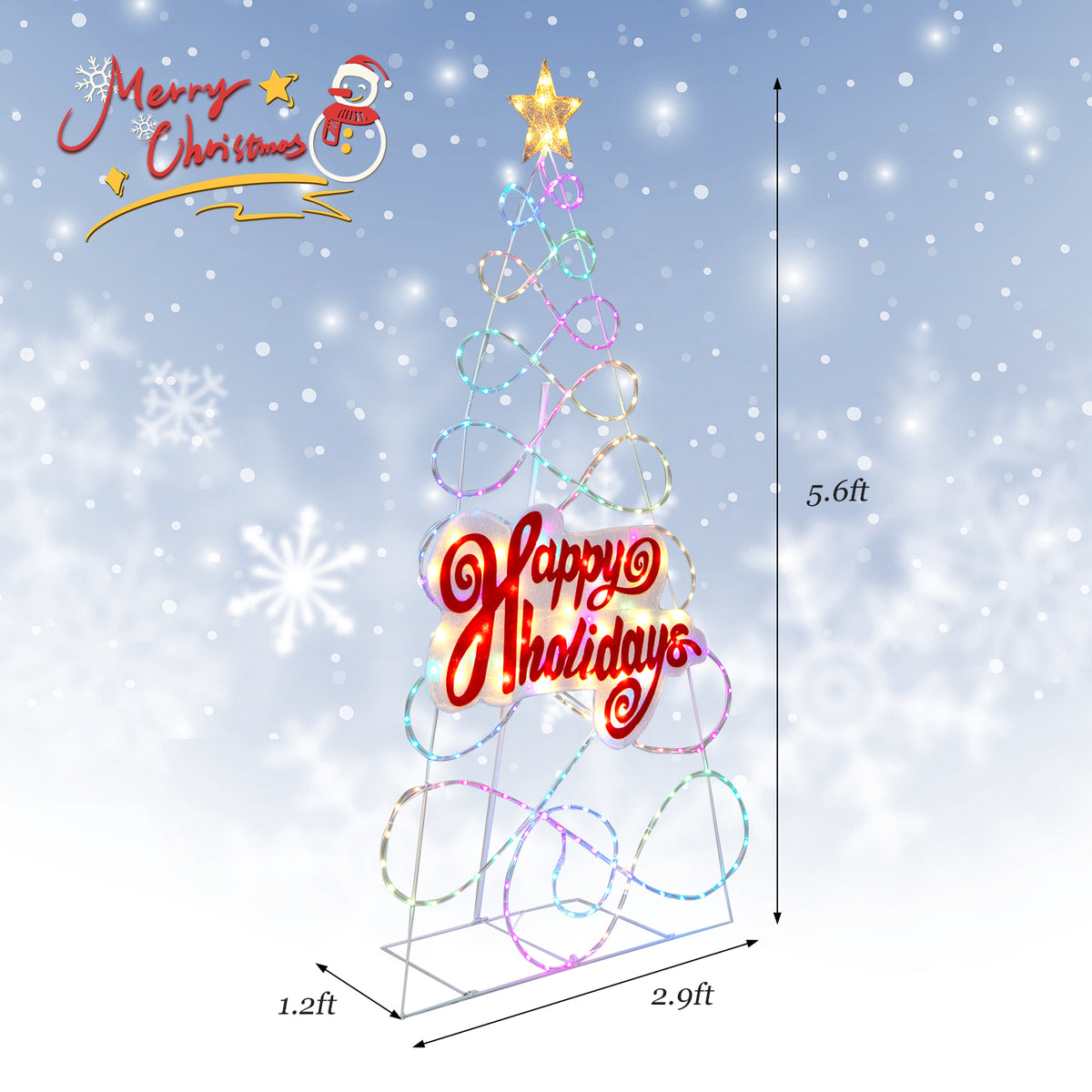 Outdoor Colorful Christmas Tree with 216 LED Lights & 6 Modes - 5.6 Ft