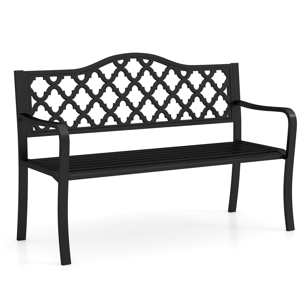 50.5 Inch Patio Bench with Curved Armrests for 2-3 People