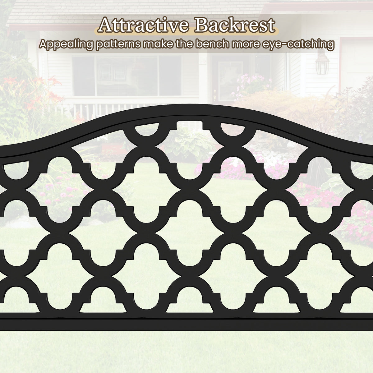 50.5 Inch Patio Bench with Curved Armrests for 2-3 People