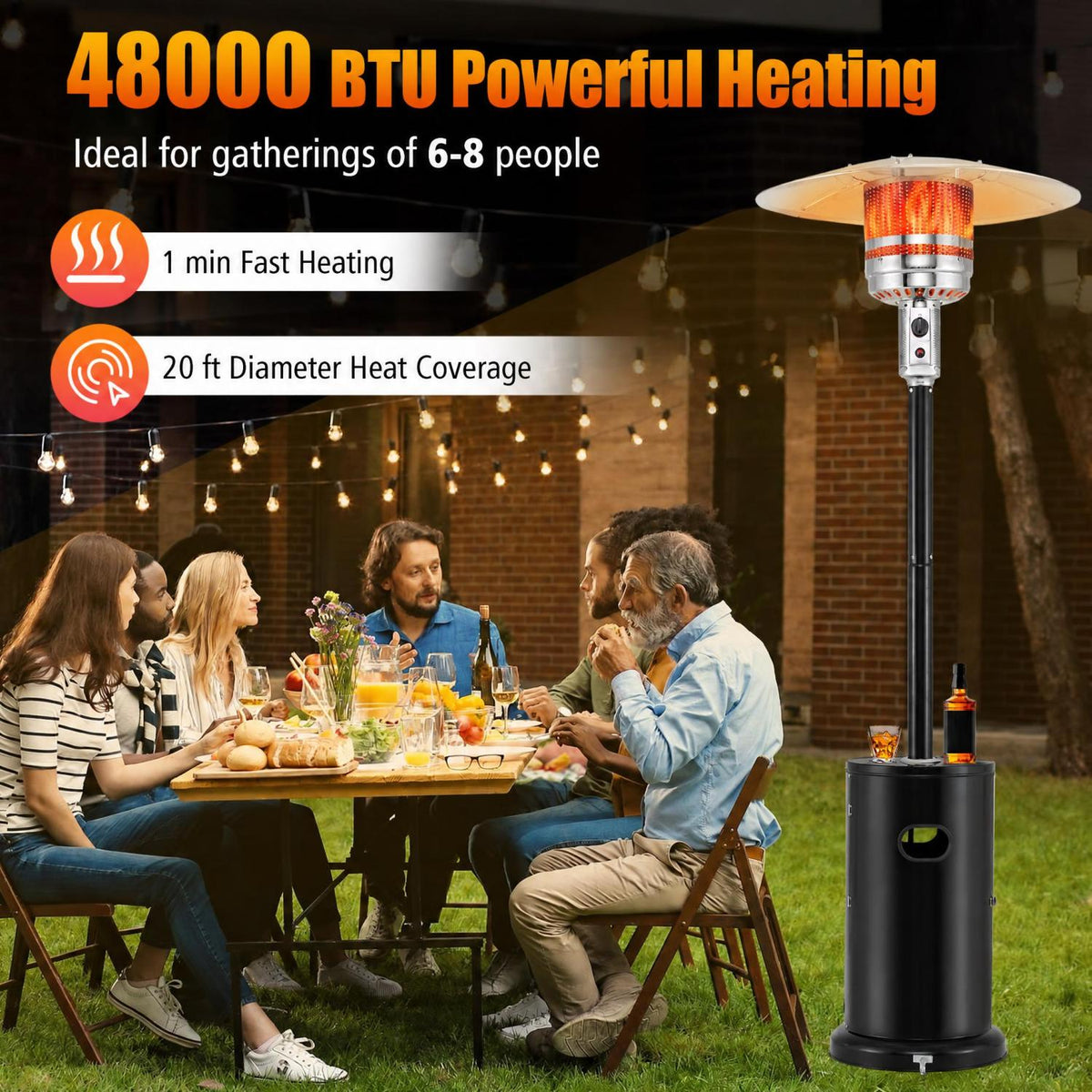 48000 BTU Propane Patio Heater with Round Table Design