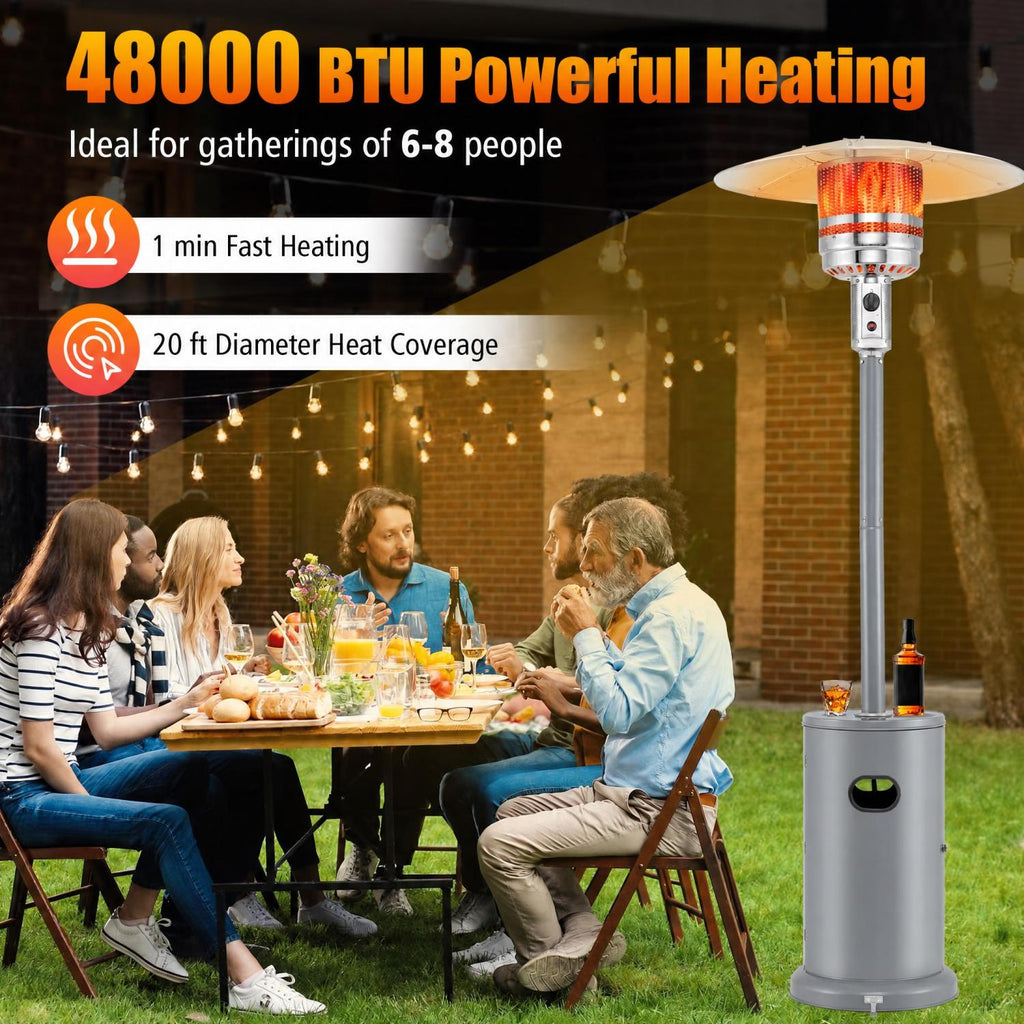 48000 BTU Propane Patio Heater with Round Table - Gray