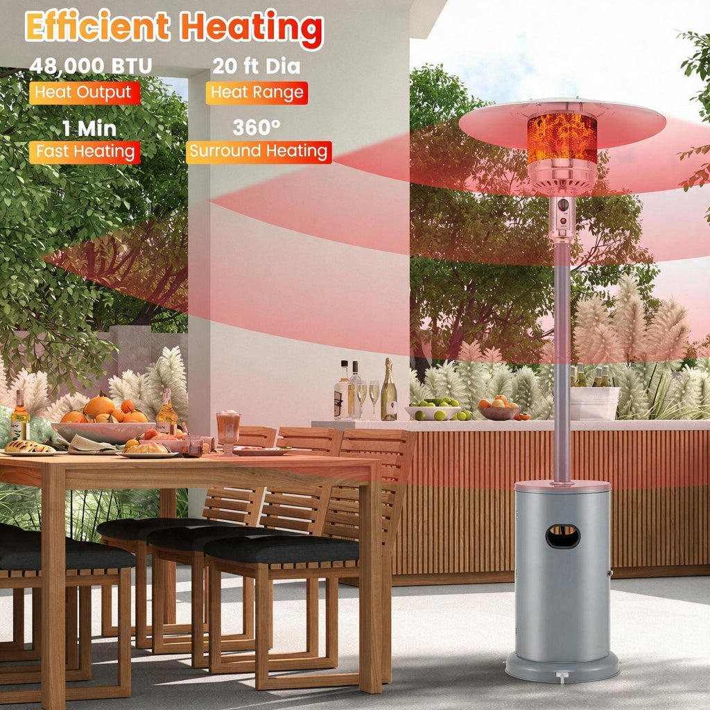 48000 BTU Propane Patio Heater with Round Table - Gray