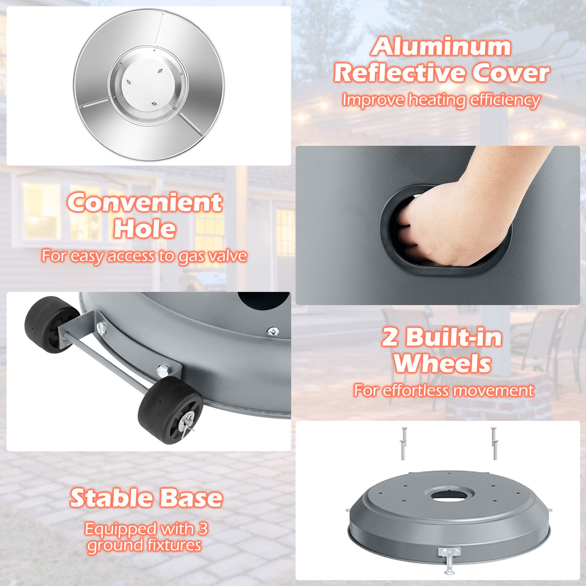 48000 BTU Propane Patio Heater with Round Table - Gray
