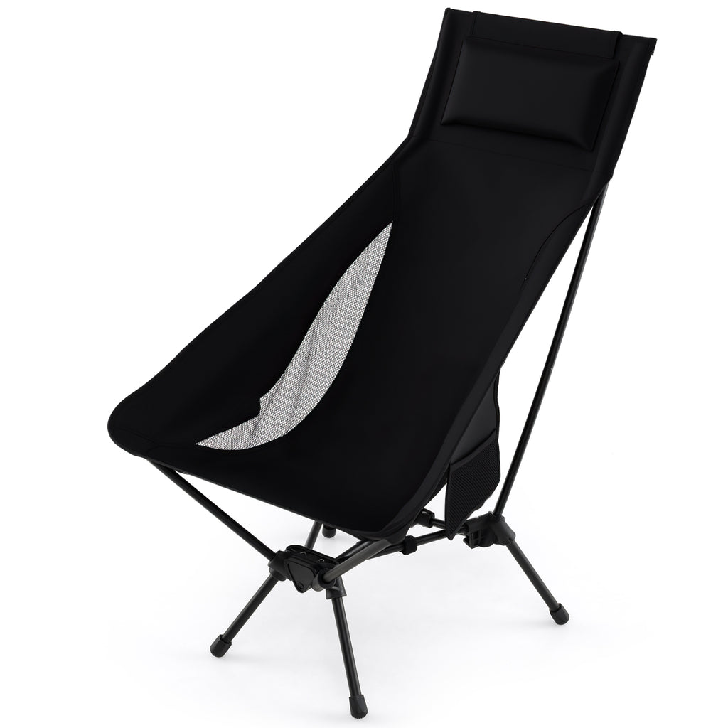 High Back Portable Camping Chair with Compact Carry Bag and Pillow