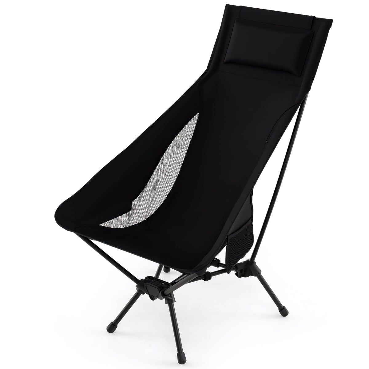 High Back Portable Camping Chair with Compact Carry Bag and Pillow