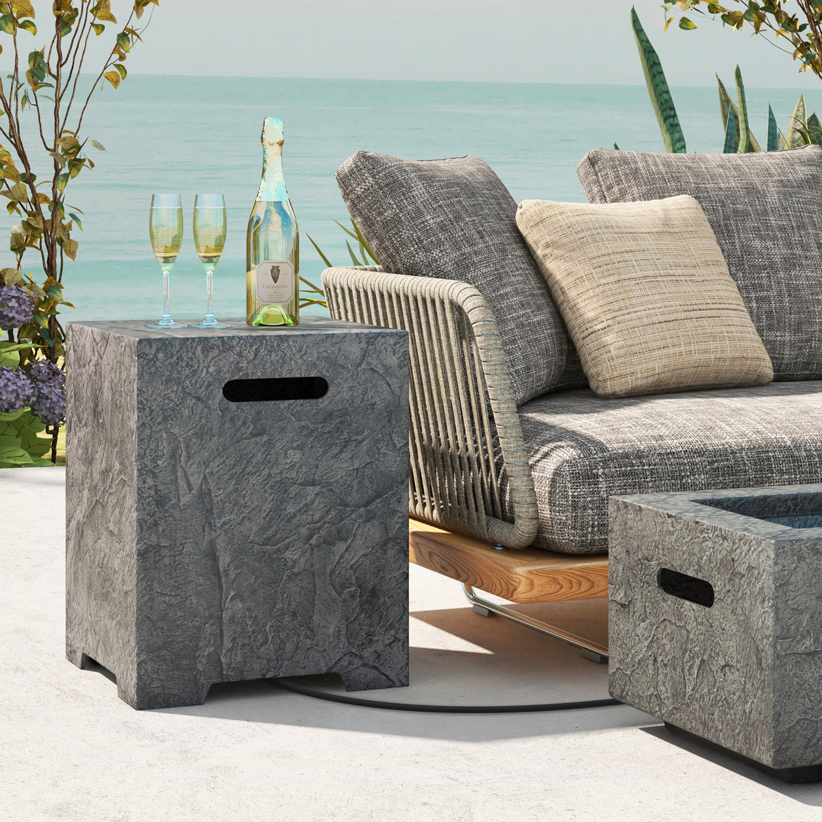 Propane Tank Cover Table with Side Table - 20 lbs