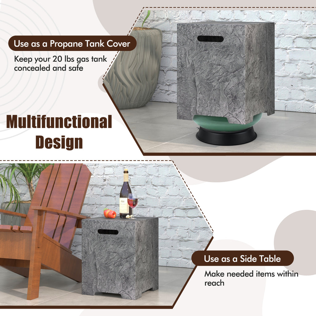 Propane Tank Cover Table with Side Table - 20 lbs