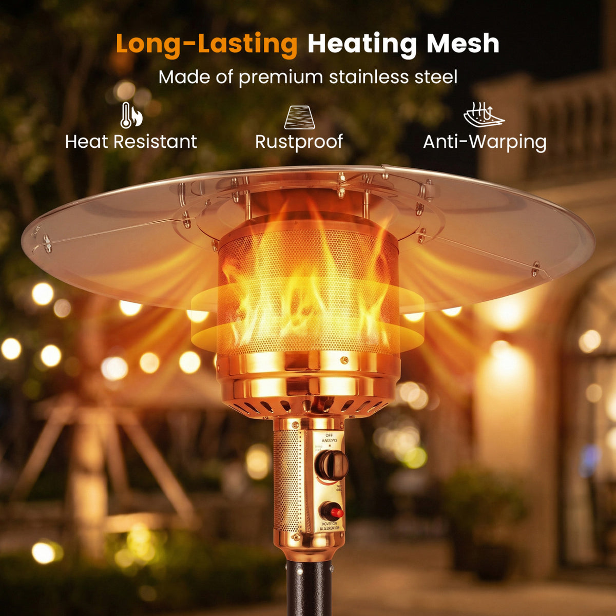 48,000 BTU Patio Propane Gas Heater with Stainless Steel Burner