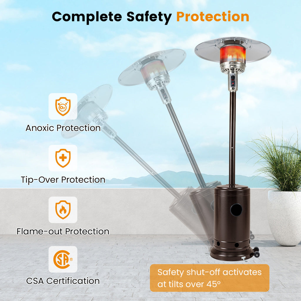 48,000 BTU Patio Propane Gas Heater with Stainless Steel Burner