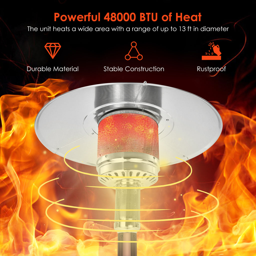 48,000 BTU Patio Propane Gas Heater with Stainless Steel Burner