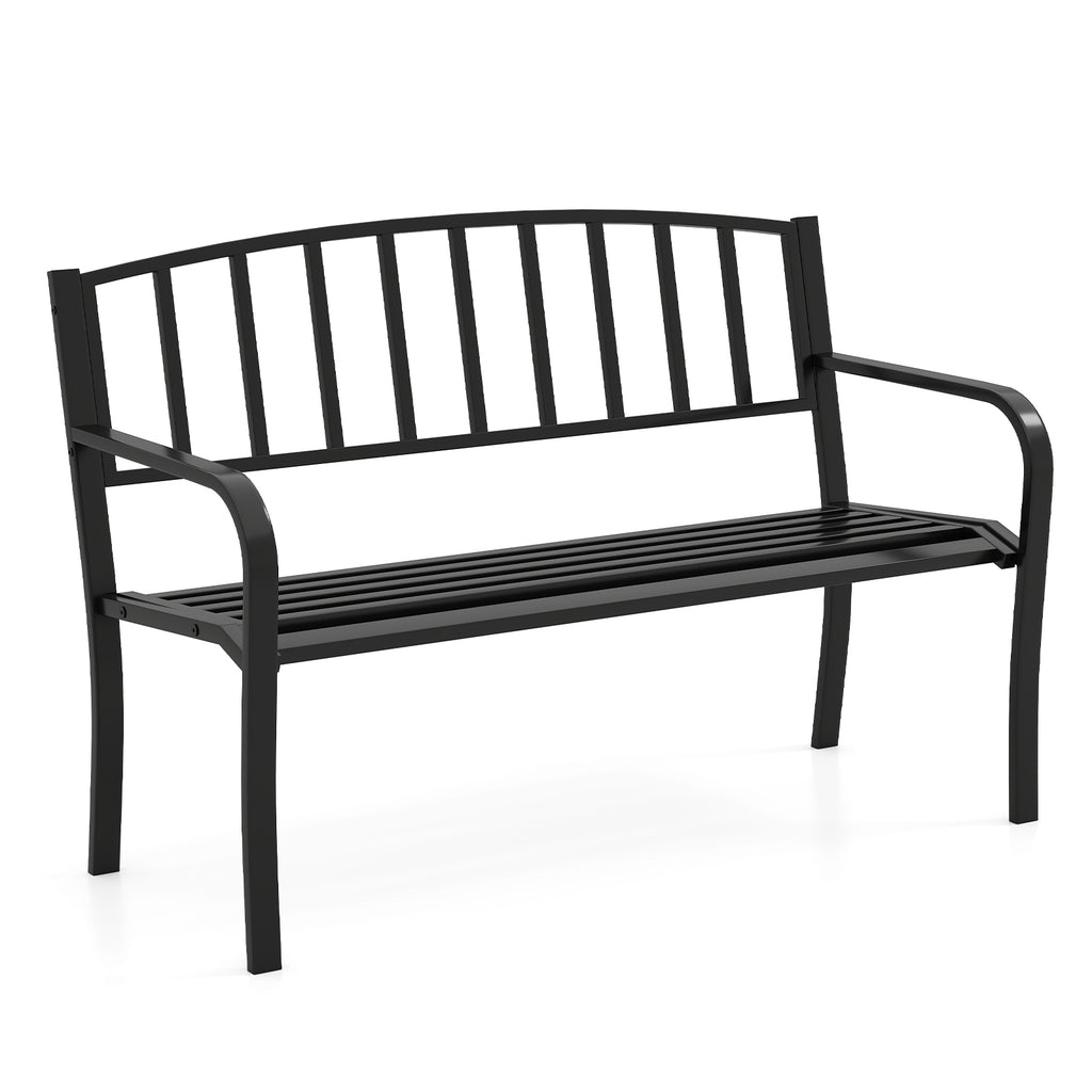 Patio Garden Bench with Metal Frame – Black, Style 1