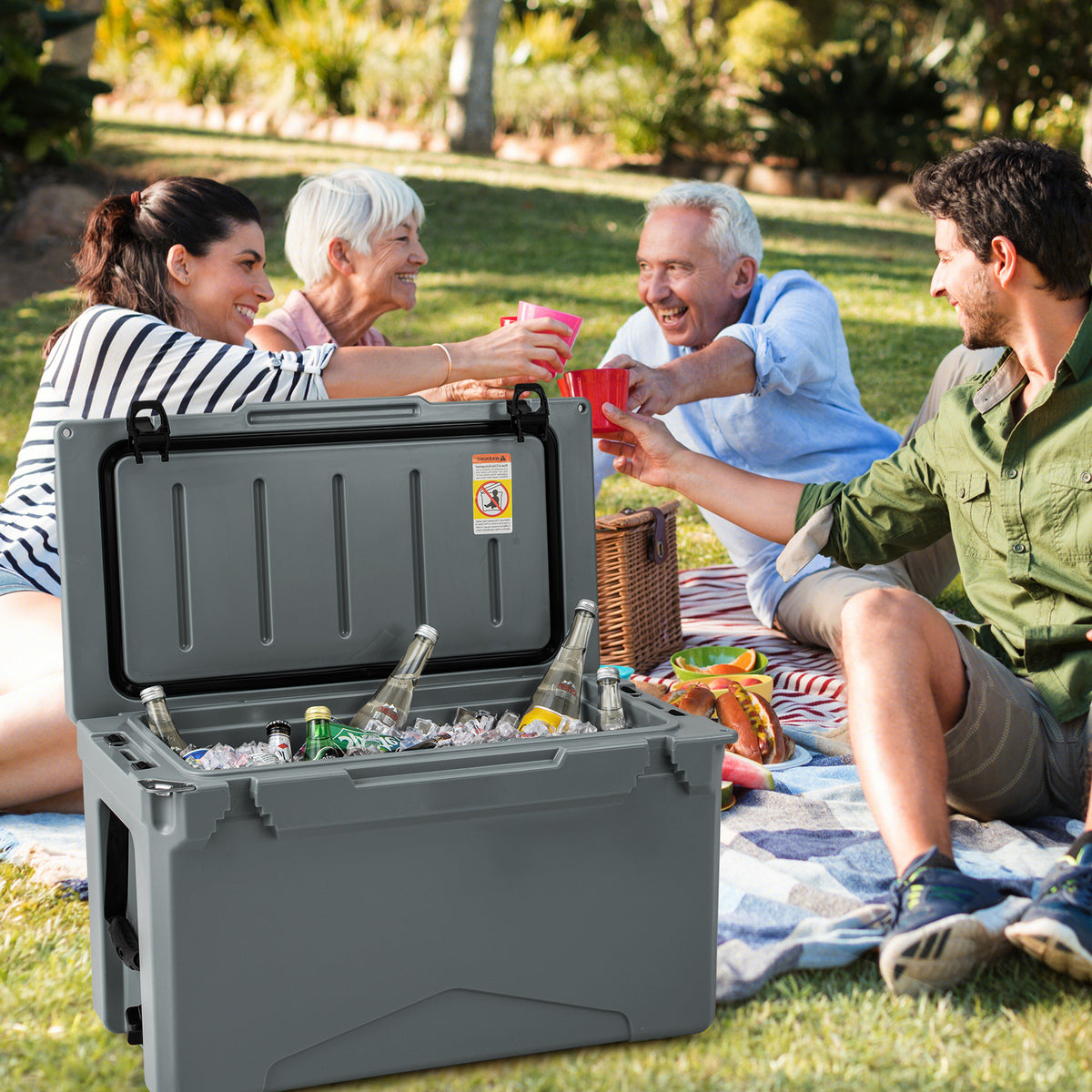 50 QT Rotomolded Cooler Insulated Portable Ice Chest with Integrated