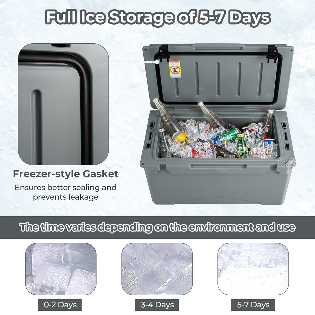 50 QT Rotomolded Cooler Insulated Portable Ice Chest with Integrated