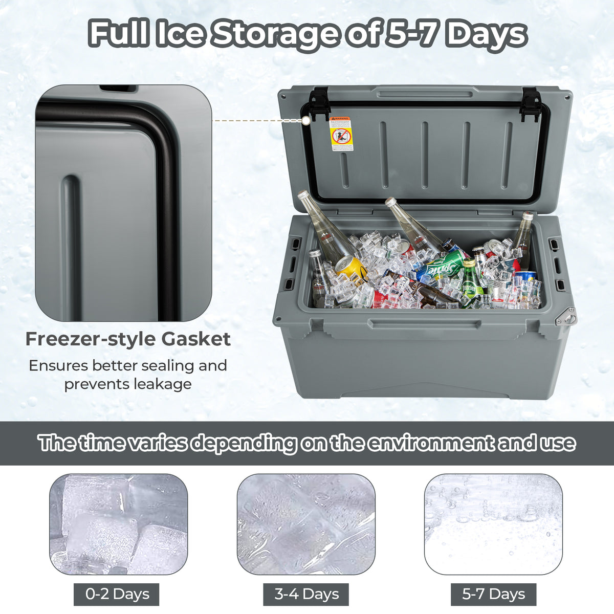 50 QT Rotomolded Cooler Insulated Portable Ice Chest with Integrated