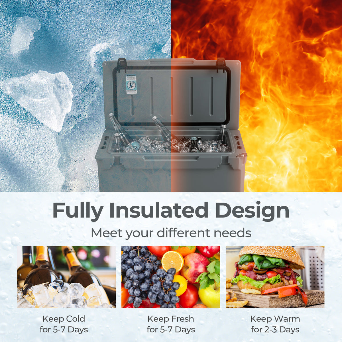 50 QT Rotomolded Cooler Insulated Portable Ice Chest with Integrated